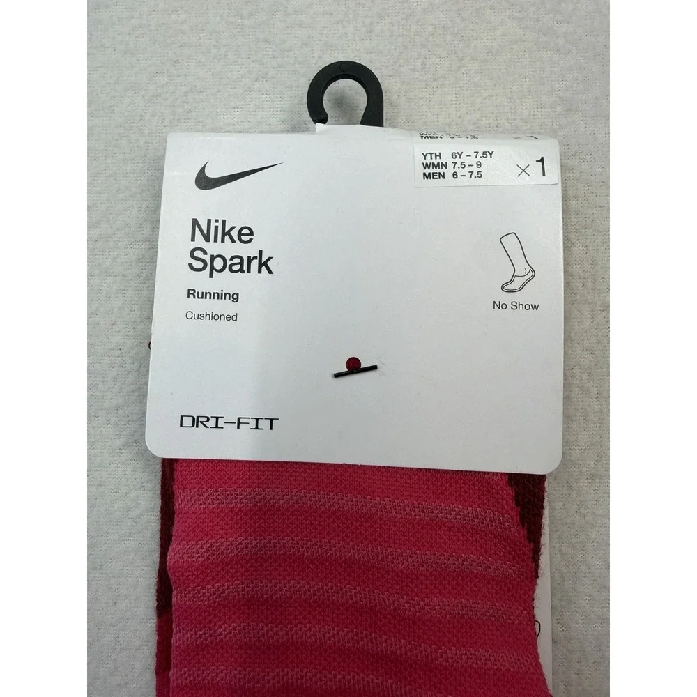 Nike Spark Cushioned No Show Running Socks Pink Men 6-7.5 Women 7.5-9 1 Pair
